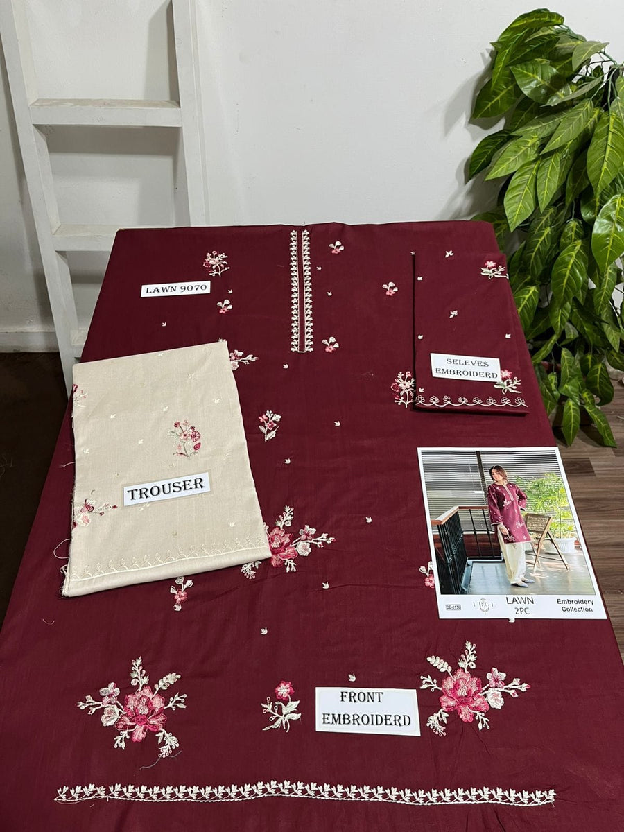 UNSTITCHE SUIT DHANAK STUFF 2PC COLLECTION