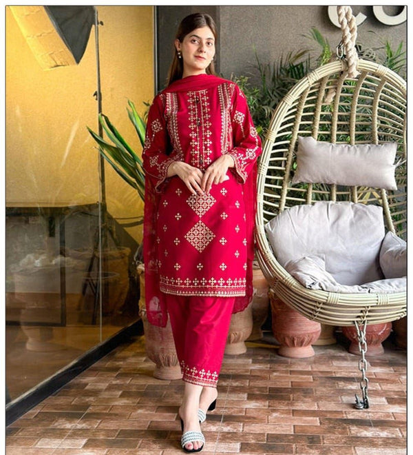 UNSTITCH SUIT DHANAK STUFF 2PC COLLECTION
